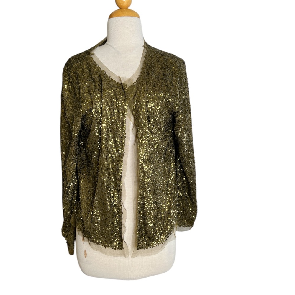 J. Crew Bronze Gold Lace Sequin Cardigan – NWT